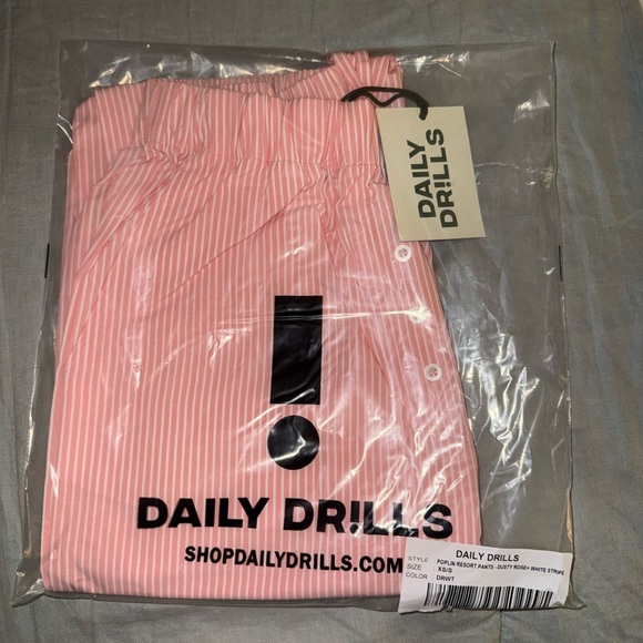 Daily Drills Pants - Daily Drills Dusty Rose and White Striped Poplin Pants